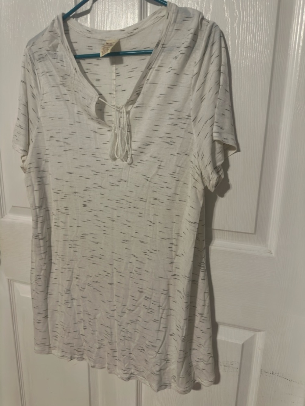 Faded Glory White Heathered Tie-Neck Tunic